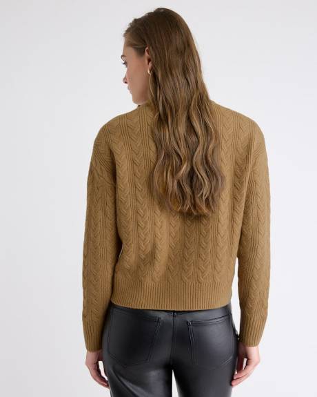 Pull en Mailles Torsadées à Manches Longues et Col Rond