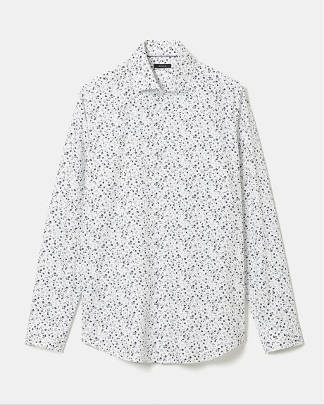 Tailored-Fit Dress Shirt with Tiny Floral Pattern