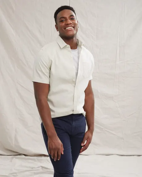 Tailored Fit Linen-Blend Short Sleeve Shirt