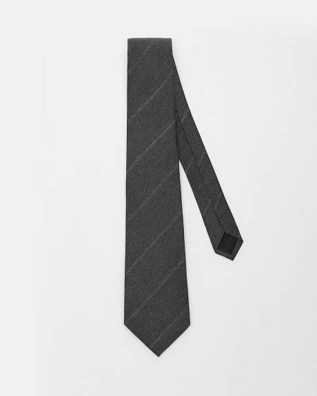 Charcoal Wide Tie with Stripes