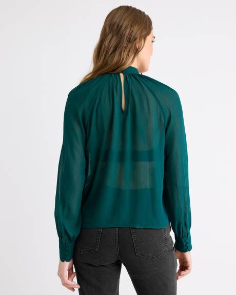 Blouse Popover en Mousseline à Manches Longues