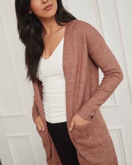 Open Cardigan with Cable Stitch Pockets