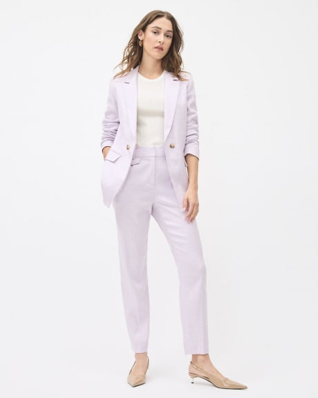 Two-Tone Faux Double-Breasted Linen Blazer