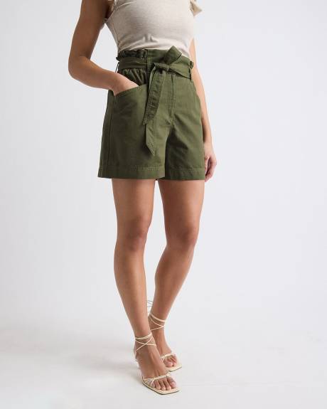Ultra-High Rise Cotton Shorts with Sash