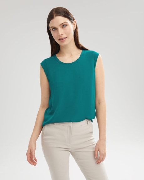 Cap Sleeve Solid Crepe Blouse