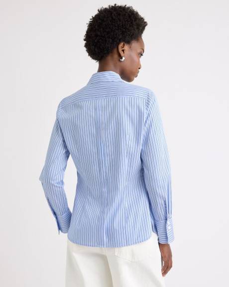Blouse Ajust&eacute;e en Popeline Ray&eacute;e &agrave; Manches Longues