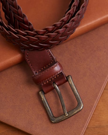 Brown Leather Belt with Square Buckle