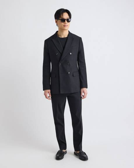 Tailored-Fit Double-Breasted Linen Suit Blazer