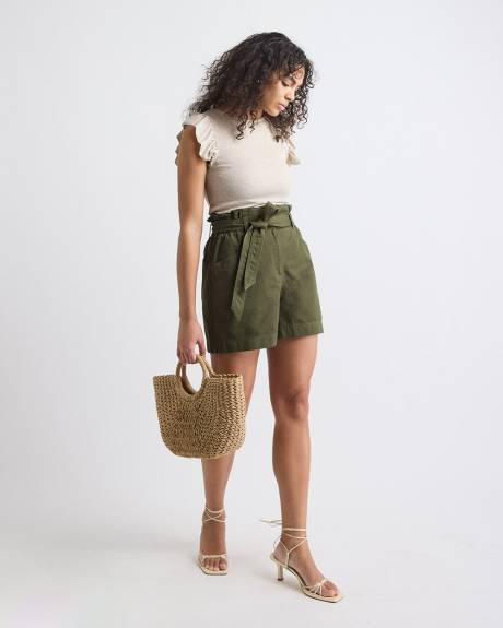 Ultra-High Rise Cotton Shorts with Sash
