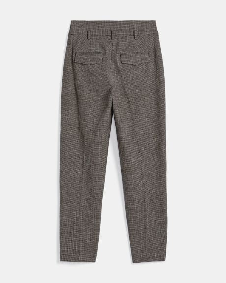 Houndstooth Twill High-Waist Tapered Ankle Pant - 28''