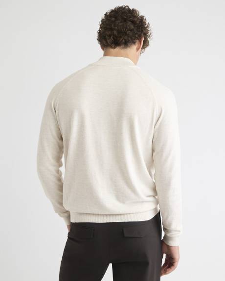 Long-Sleeve Half-Zip Mock-Neck Sweater