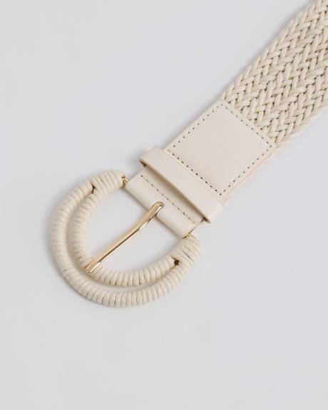 Braided Elastic Belt with Half-Moon Buckle