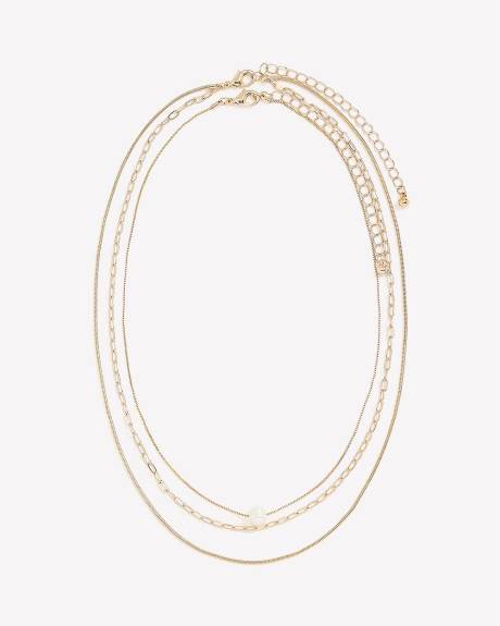 Triple-Chain Necklace with Freshwater Pearl