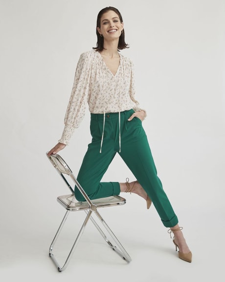 Emerald Green High-Waist Tapered Ankle Pant