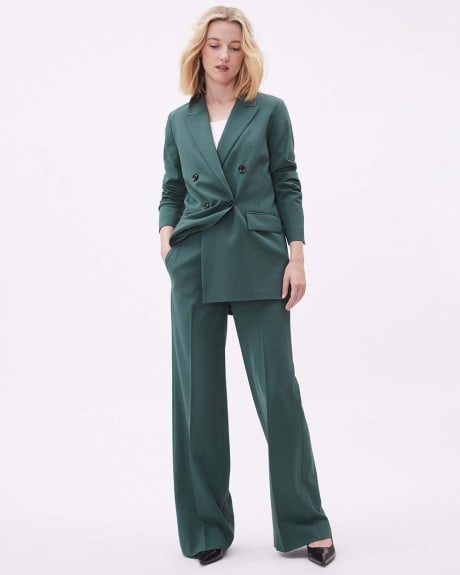 Pantalon Vert Foncé à Jambe Large et Taille Mi-Haute