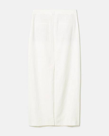 High-Rise Straight Linen-Blend Maxi Skirt