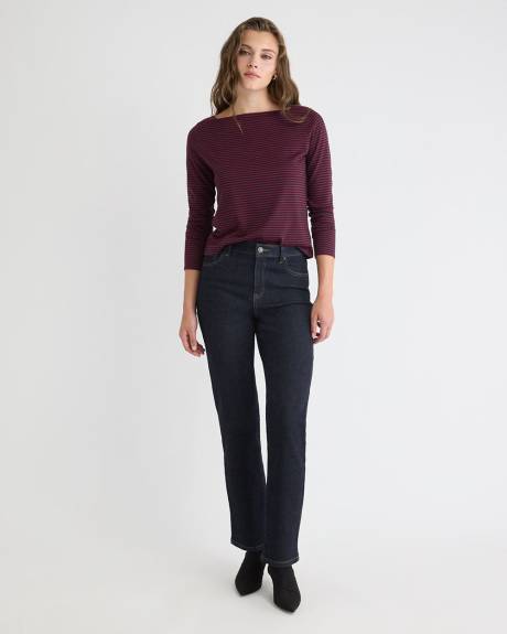 Haut Rayé à Manches Longues et Col Bateau