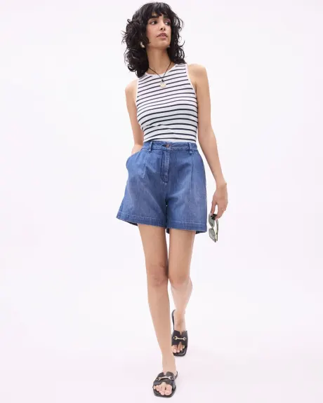 Striped Crew-Neck Ribbed Fitted Cami