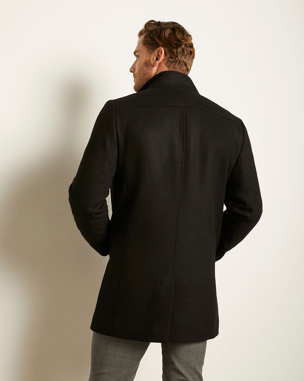 Black Wool-blend Top Coat | RW&CO.
