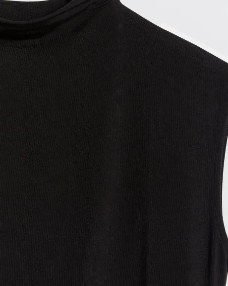 T-Shirt Noir Sans Manches à Col Montant