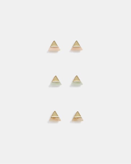 Triangle Stud Earrings - 3 Pairs