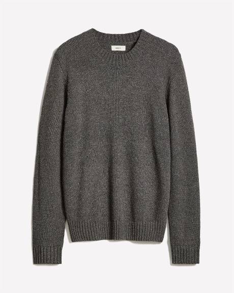 Long-Sleeve Crew-Neck Sweater with Neps