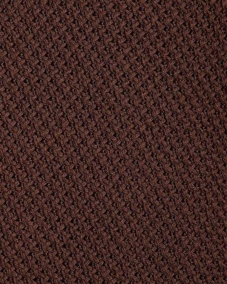 Short-Sleeve Open-Stitch Shirt with Camp Collar