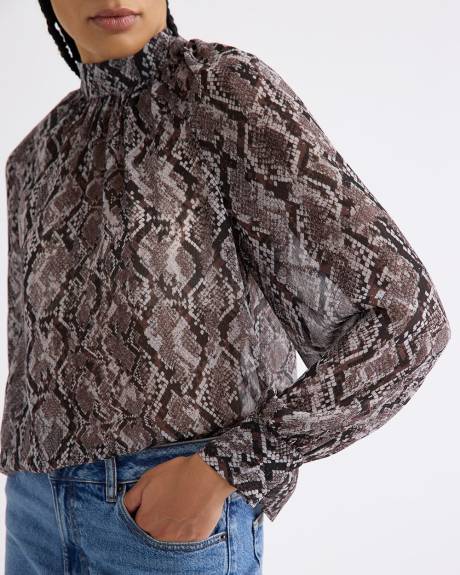 Blouse Popover en Mousseline à Manches Longues