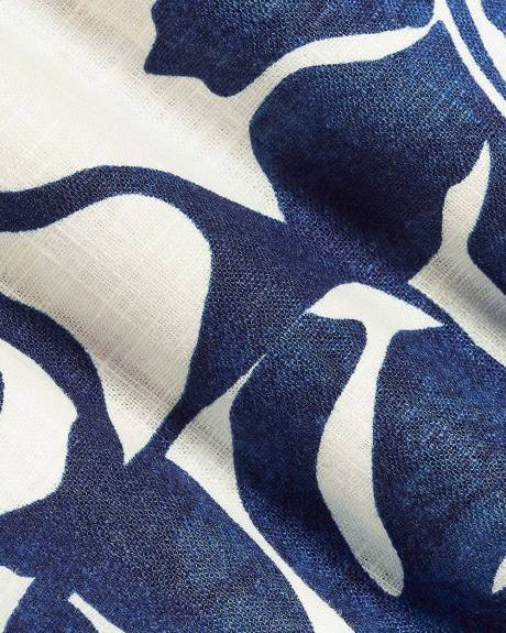 Linen-Blend Straight Midi Skirt with Wrap Front