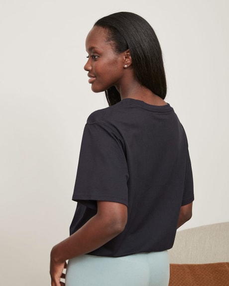 Short Sleeve Drop Shoulder T-Shirt with Drawstring