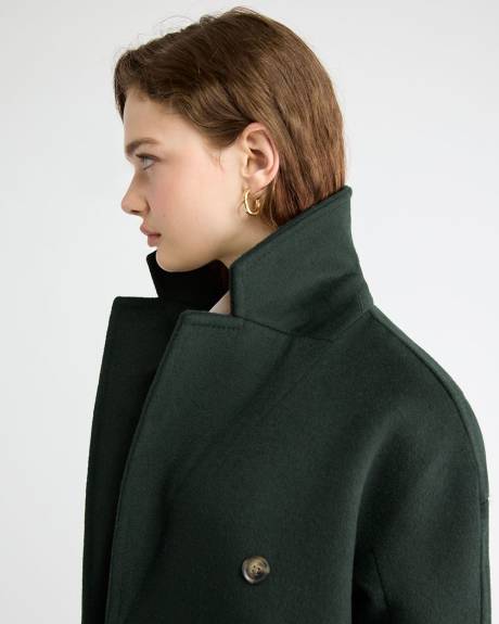 Manteau Long à Boutonnage Double en Mélange de Laine