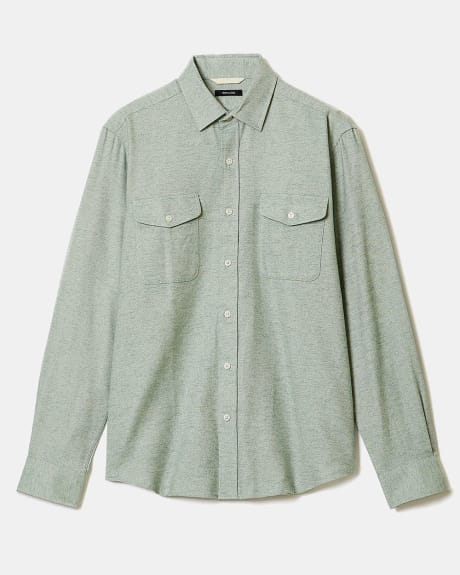 Regular Fit Solid Twill Flannel Shirt