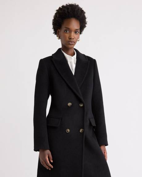 Wool-Blend Long Double-Breasted Coat