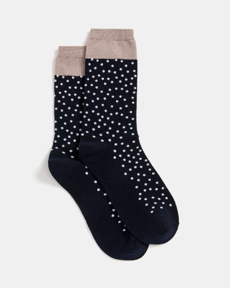 Dotted Socks with Contrast Cuff