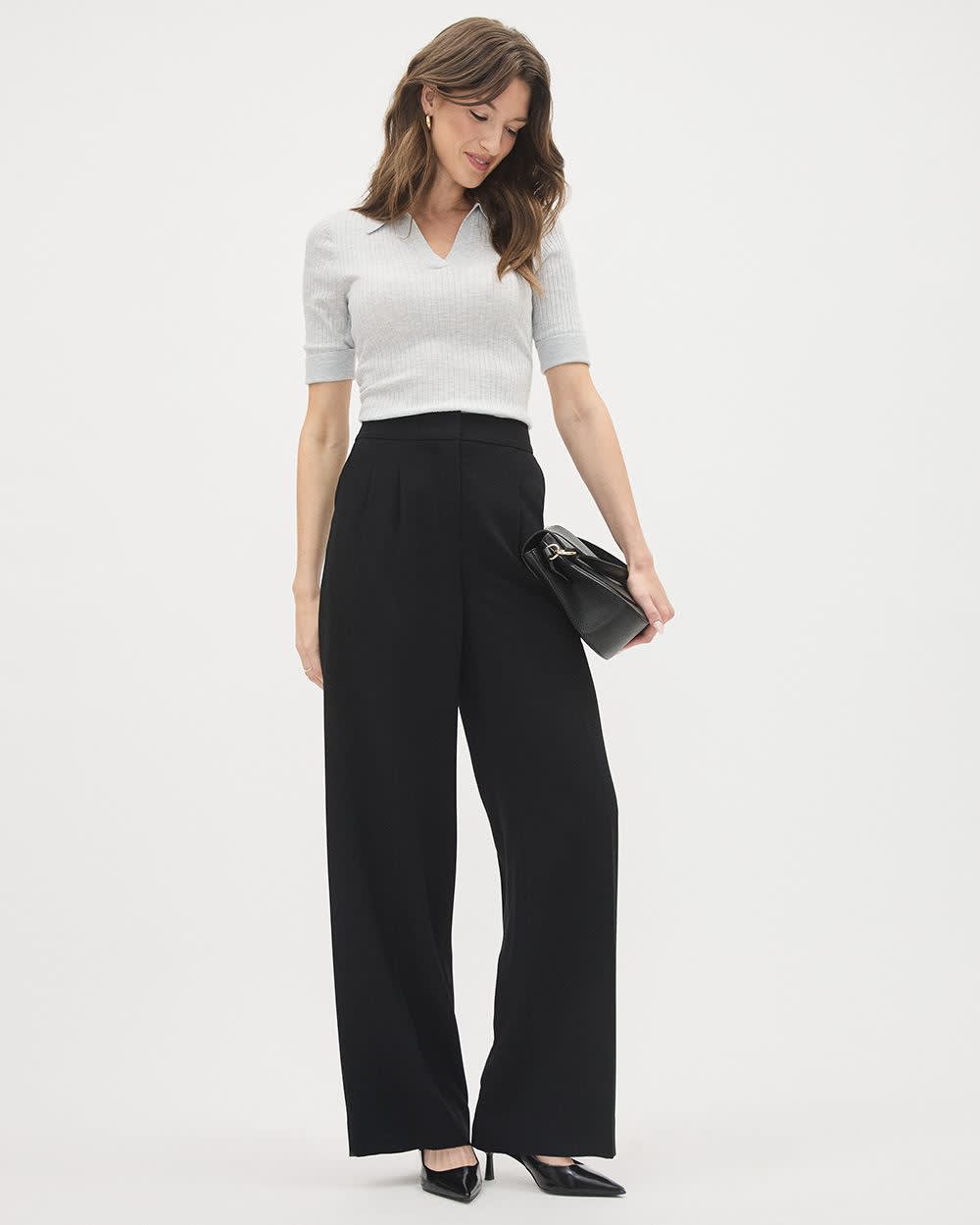 The High Rise Side Zip Flare Ankle Pant in Sateen - Curvy Fit