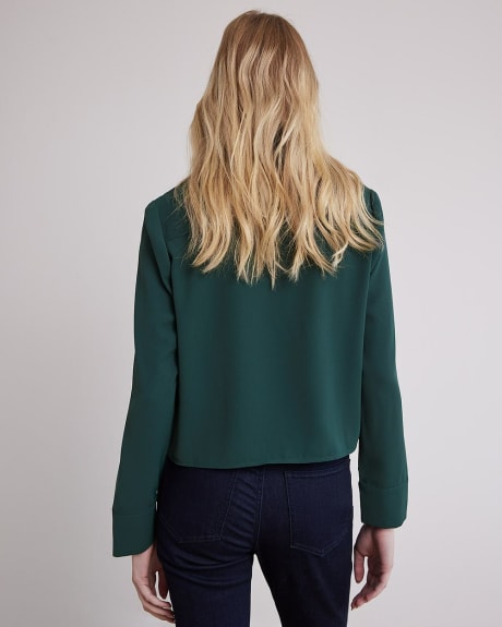 Long-Sleeve Buttoned-Down Crepe Blouse