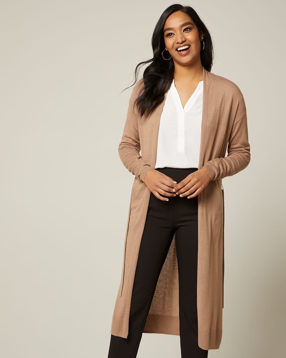 Long Cashmerelike belted cardigan RW&CO.