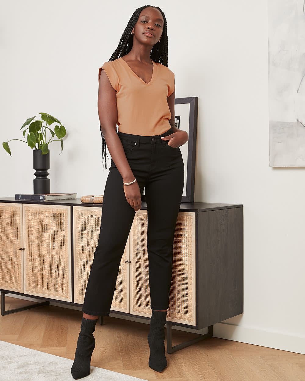 Solid CapSleeve VNeck TShirt RW&CO.