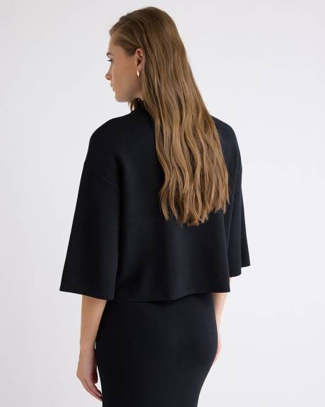 Mock-Neck Sweater with Bell Elbow Sleeves