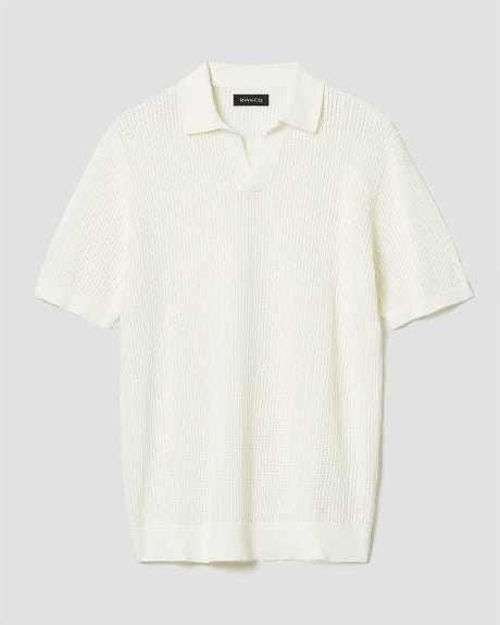 Short-Sleeve Cotton Polo with Johnny Collar