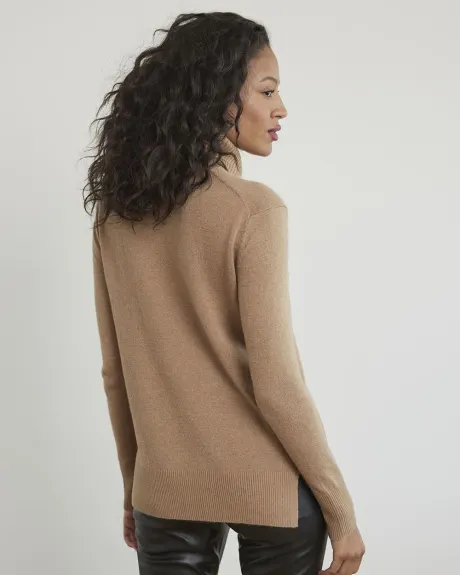Long-Sleeve Funnel-Neck Cashmere-Blend Sweater