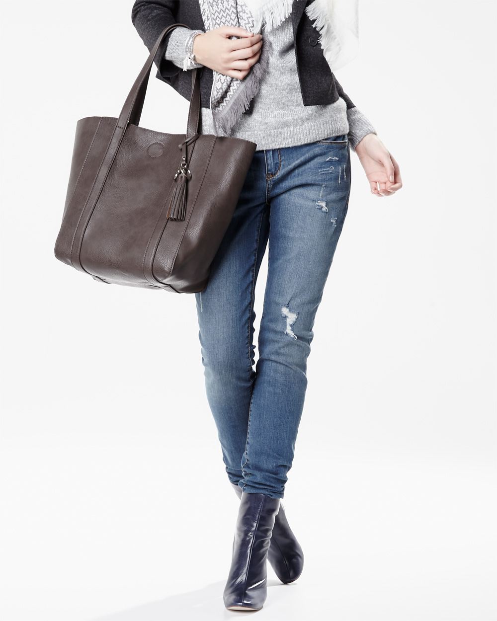 Medium size vegan leather open tote bag RW&CO.