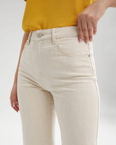 Pantalon à Taille Haute à Jambe Évasée en Denim Blanc - 26"