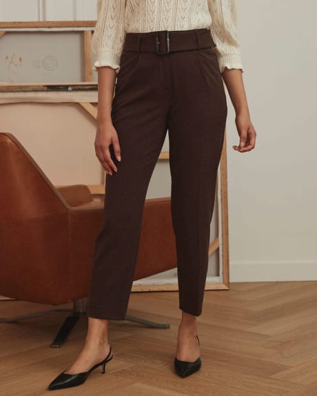 High-Waist Tapered Ankle Pant with Belt - 28 "
