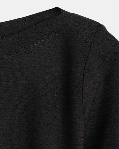 Black 3/4 Sleeve Boat Neck T-Shirt