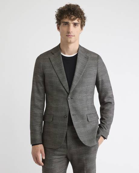 Slim-Fit Charcoal Checkered Suit Blazer