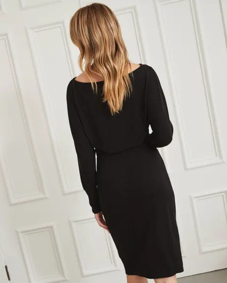 Long Dolman Sleeve Dress with Fitted Waist