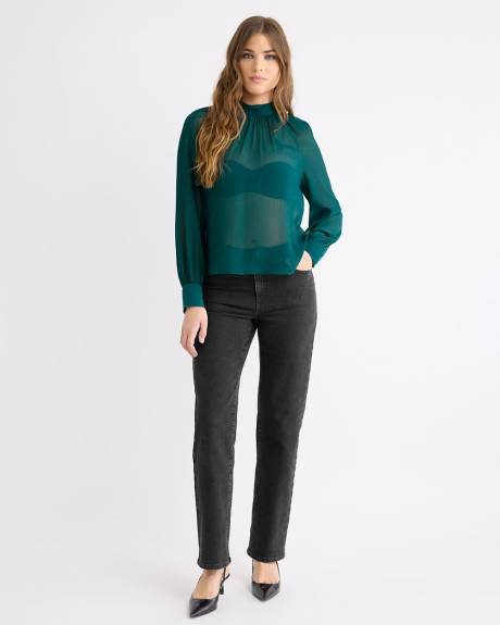 Blouse Popover en Mousseline à Manches Longues