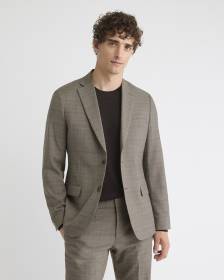 Slim-Fit Wool Plaid Suit Blazer