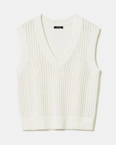 Relaxed-Fit Sweater Vest with Fancy Stitches